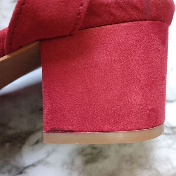 Torrid Wine Color Block Kitten Heel Faux Suede Sandals Size 7W - Picture 12 of 12